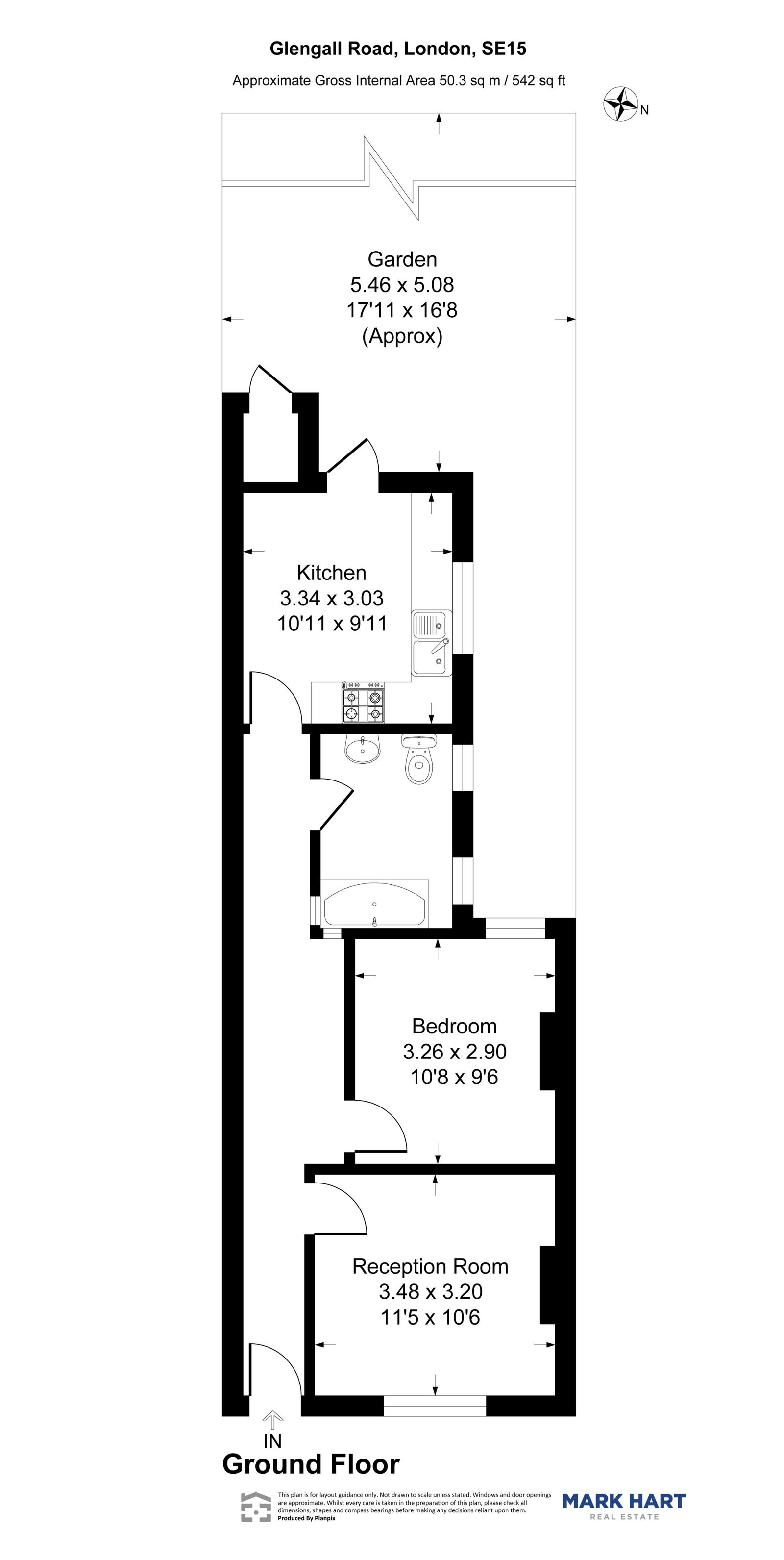 1 bed flat for sale in Glengall Road, London - Property floorplan