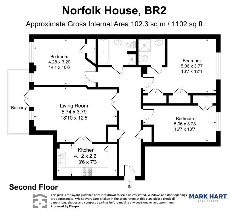 3 bed flat for sale in Westmoreland Road, Bromley - Property floorplan