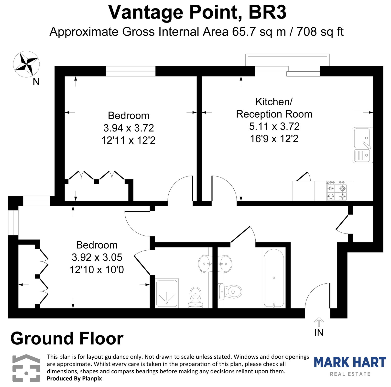 2 bed flat for sale in Albemarle Road, Beckenham - Property floorplan