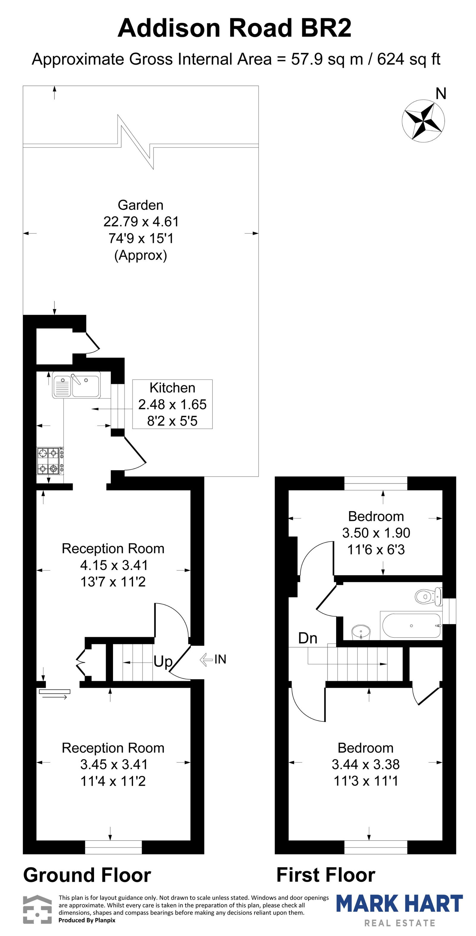 2 bed end of terrace house for sale in Addison Road, Bromley - Property floorplan