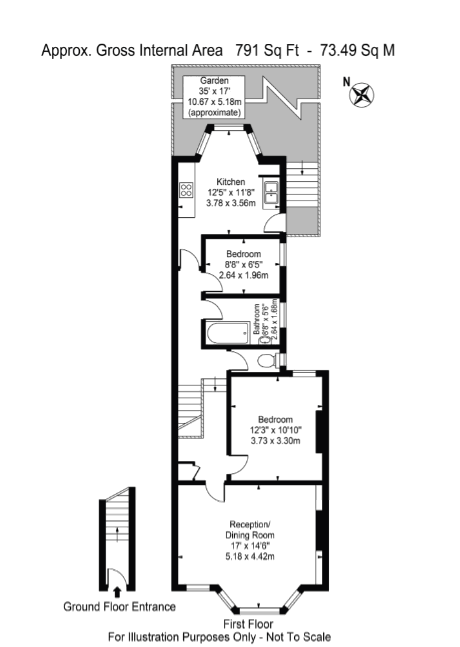 2 bed flat to rent in Aspinall Road, London - Property floorplan