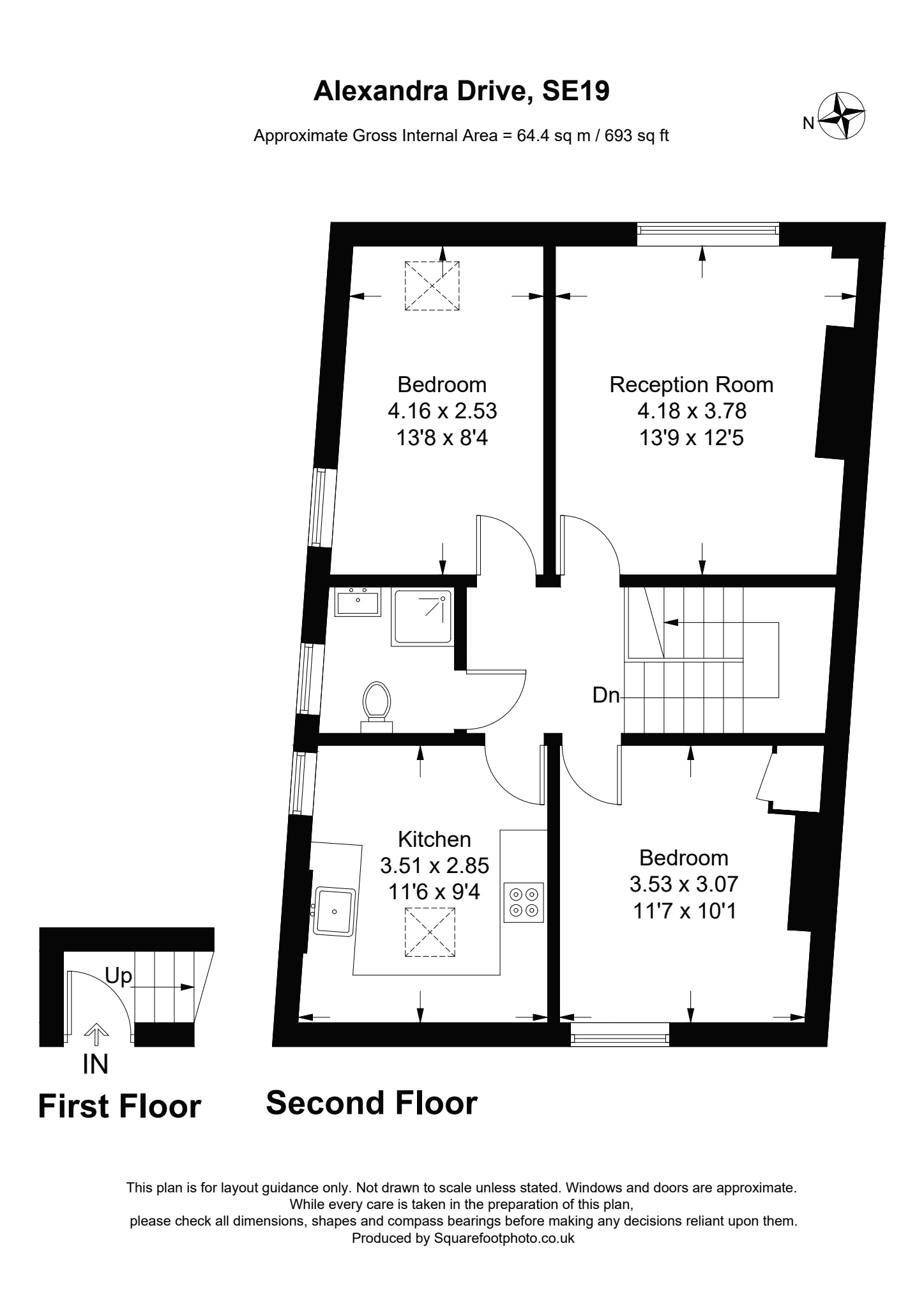 2 bed flat to rent in Alexandra Drive, London - Property floorplan