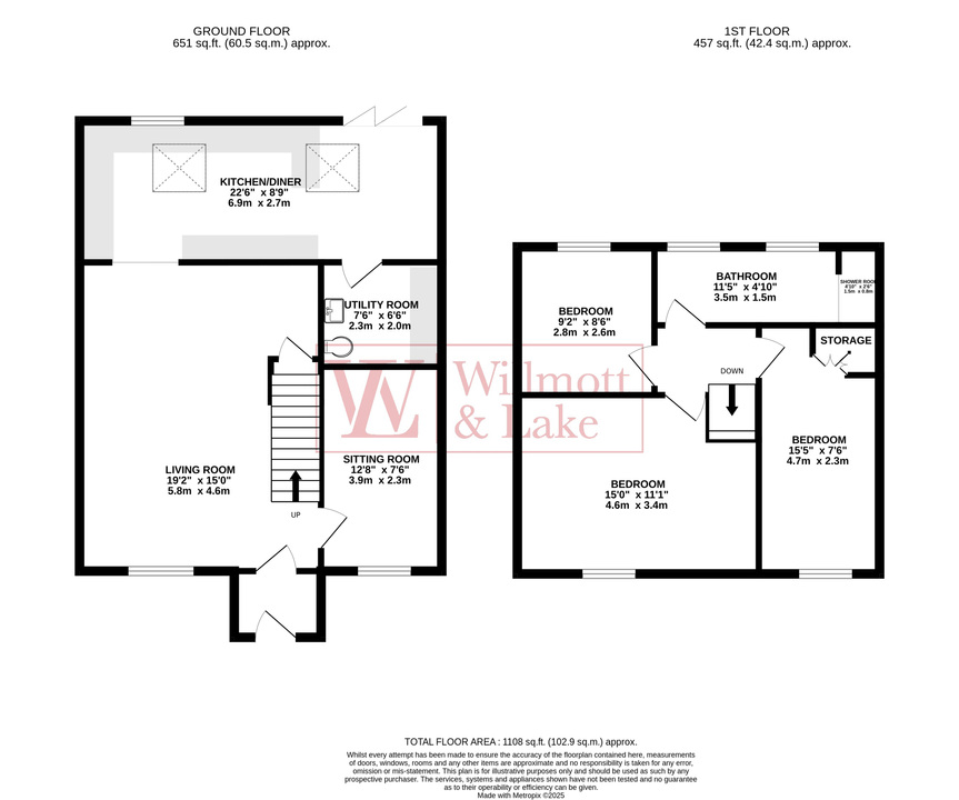 3 bed semi-detached house for sale in Robinson Close, Bishop's Stortford, Hertfordshire - Property floorplan