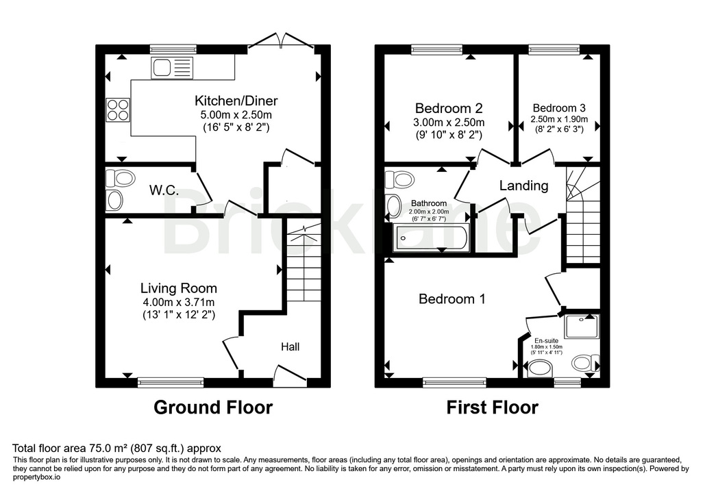 3 bed semi-detached house to rent in Miles Way, Bishops Stortford, Hertfordshire - Property floorplan