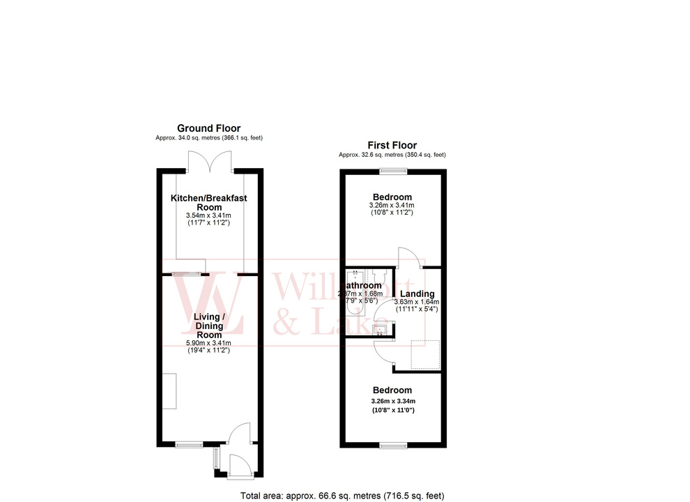 2 bed terraced house for sale in Barrells Down Road, Bishop's Stortford, Hertfordshire - Property floorplan