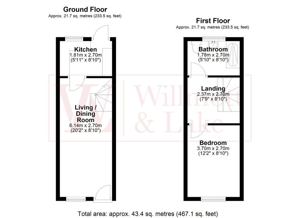 1 bed terraced house to rent in Bakers Court, Hockerill Street, Bishop's Stortford, Hertfordshire - Property floorplan