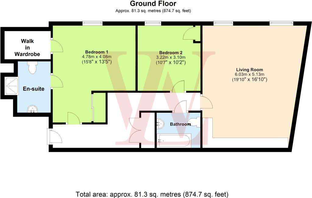 2 bed apartment for sale in Regents Court, 112 South Street, Bishop's Stortford, Hertfordshire - Property floorplan