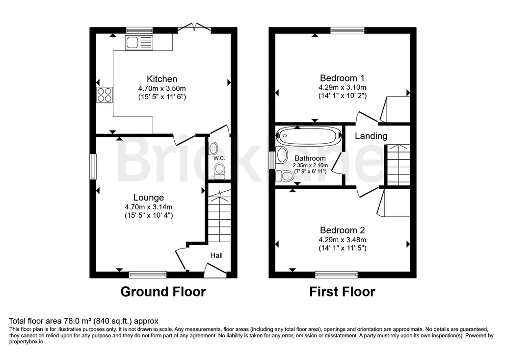 2 bed semi-detached house to rent in Moors Field Drive, Little Dunmow, Essex - Property floorplan