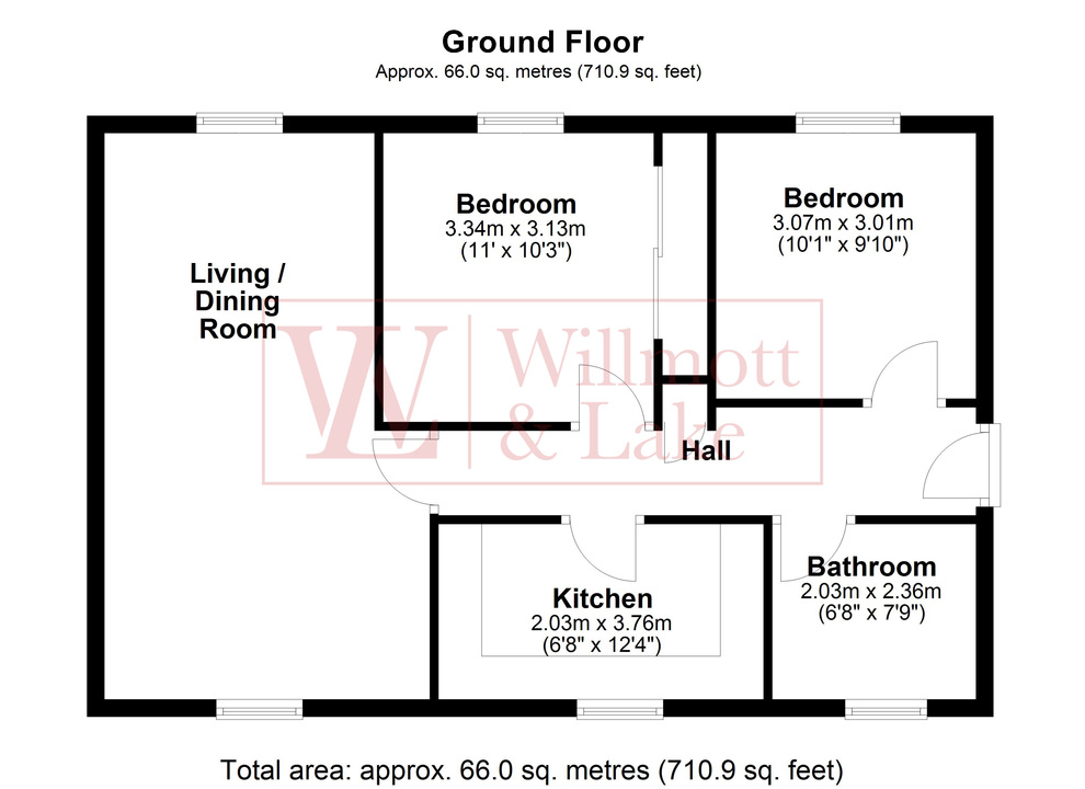 2 bed apartment for sale in Willow Road, Dunmow, Essex - Property floorplan