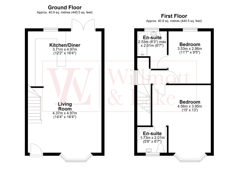 2 bed end of terrace house for sale in Foxley Drive, Bishop's Stortford, Hertfordshire - Property floorplan