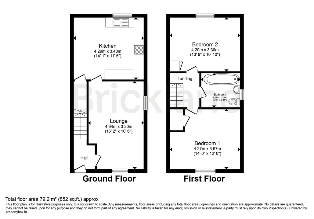 2 bed semi-detached house to rent in Moors Field Drive, Little Dunmow, Dunmow, Essex - Property floorplan