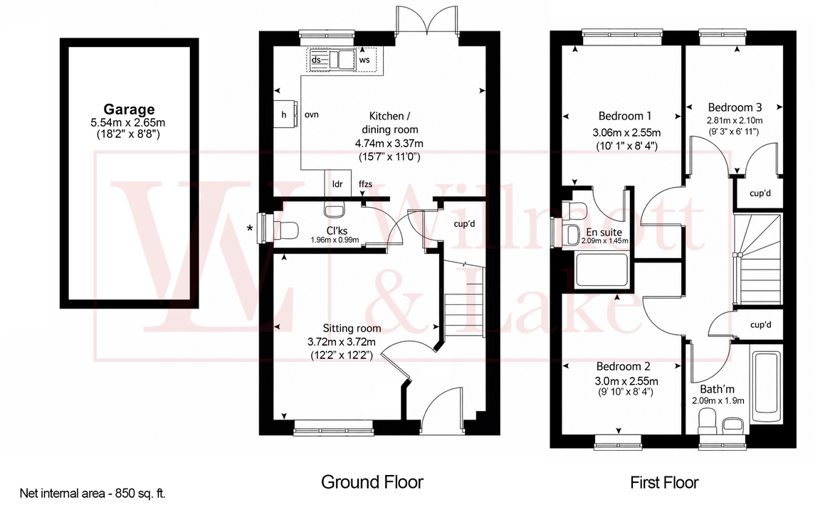 3 bed semi-detached house for sale in Searle Way, Bishop's Stortford, Hertfordshire - Property floorplan