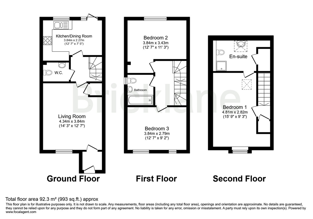 3 bed semi-detached house to rent in Curtis Road, Bishop's Stortford, Hertfordshire - Property floorplan