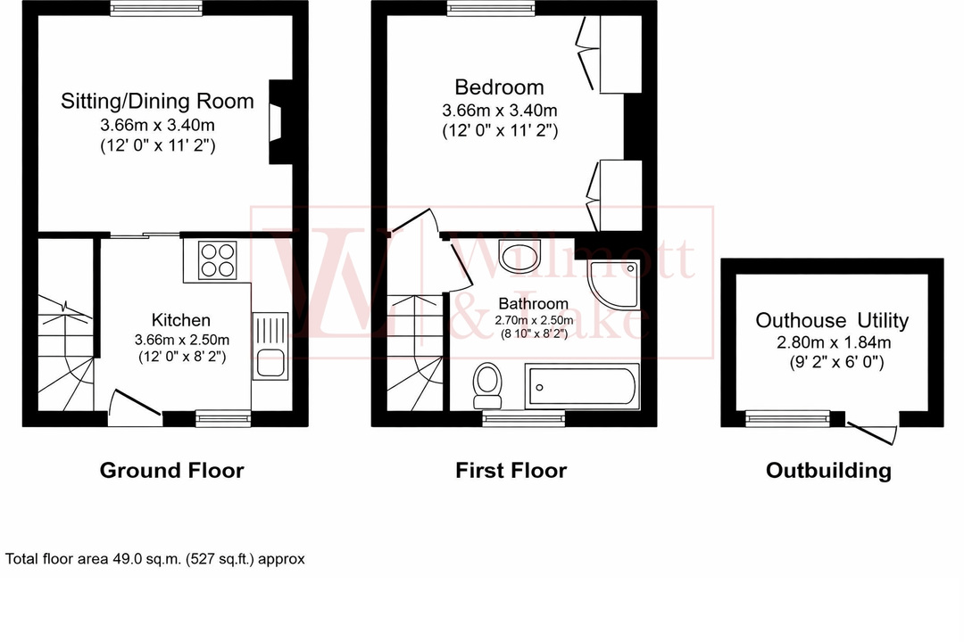 1 bed end of terrace house for sale in Dunmow Road, Bishop's Stortford, Hertfordshire - Property floorplan