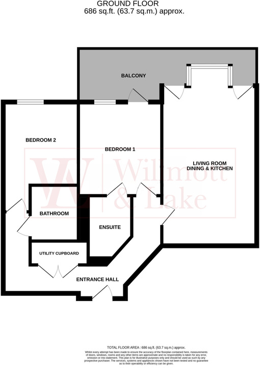 2 bed apartment for sale in Tanners Wharf, Bishop's Stortford, Hertfordshire - Property floorplan