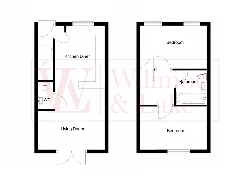 2 bed semi-detached house for sale in Stephenson Drive, Bishop's Stortford, Hertfordshire - Property floorplan