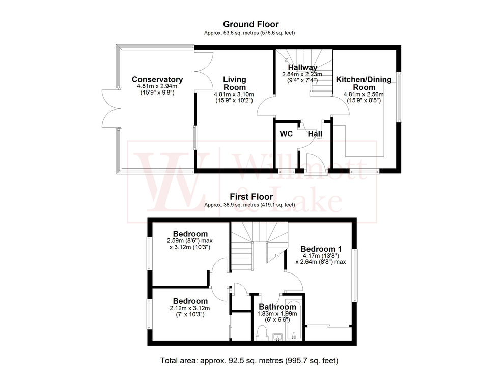 3 bed end of terrace house for sale in Appleton Fields, Bishop's Stortford, Hertfordshire - Property floorplan