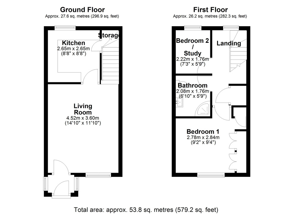 2 bed terraced house for sale in Cedar Court, Rye Street, Bishop's Stortford, Hertfordshire - Property floorplan