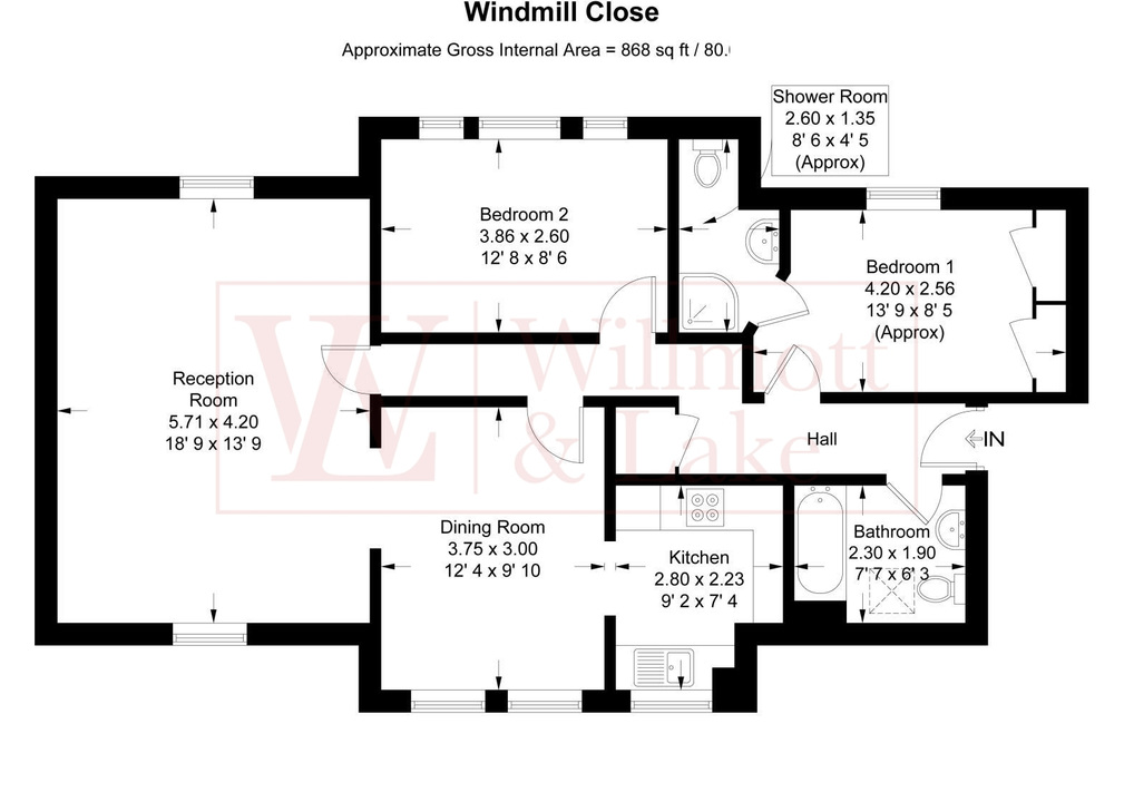 2 bed apartment for sale in Windmill Close, Stansted, Essex - Property floorplan