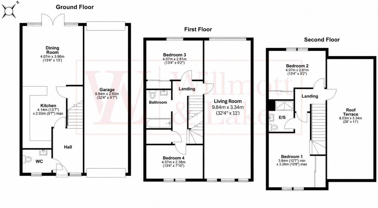 4 bed terraced house for sale in Randall Lane, Bishop's Stortford, Hertfordshire - Property floorplan