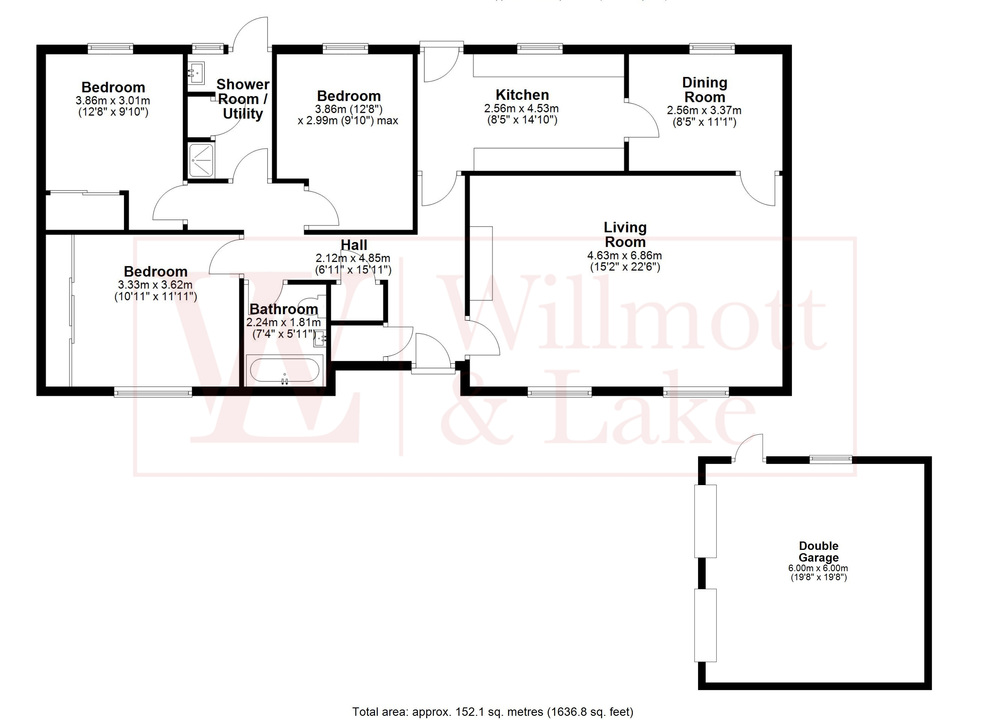 3 bed bungalow for sale in Hill Green, Clatterbury Lane, Clavering, Essex - Property floorplan