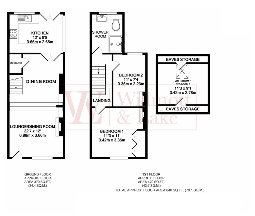 2 bed end of terrace house to rent in Sunnyside, Stansted, Essex - Property floorplan