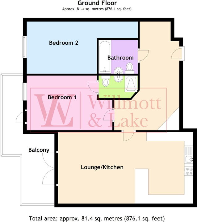 2 bed apartment for sale in Tanners Wharf, Bishop's Stortford, Hertfordshire - Property floorplan