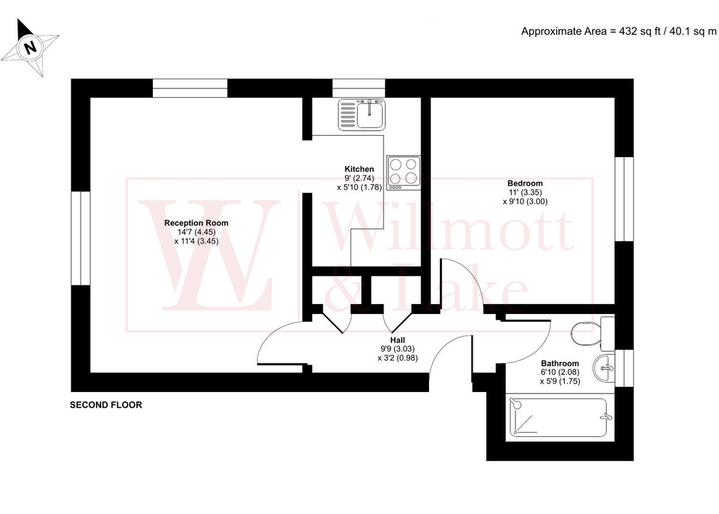 1 bed apartment for sale in Red Lion Court, Bishop's Stortford, Hertfordshire - Property floorplan