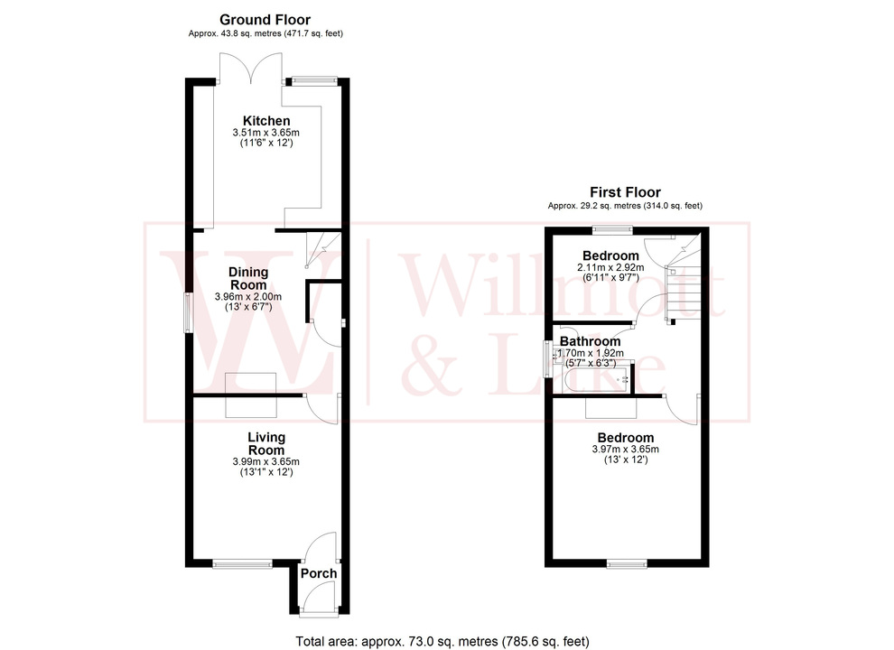 2 bed end of terrace house for sale in Cambridge Road, Sawbridgeworth, Hertfordshire - Property floorplan
