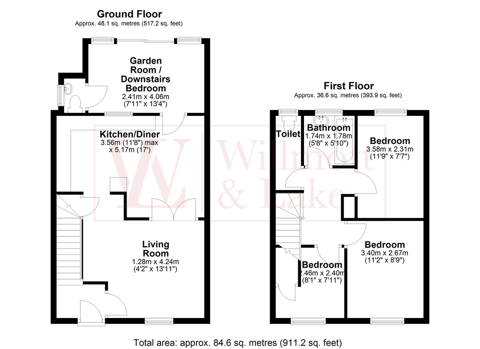 3 bed semi-detached house for sale in Hatch Green, Little Hallingbury, Bishop's Stortford, Essex - Property floorplan