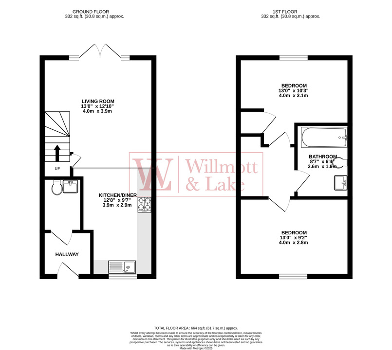 2 bed end of terrace house for sale in Davey Road, Bishop's Stortford, Hertfordshire - Property floorplan