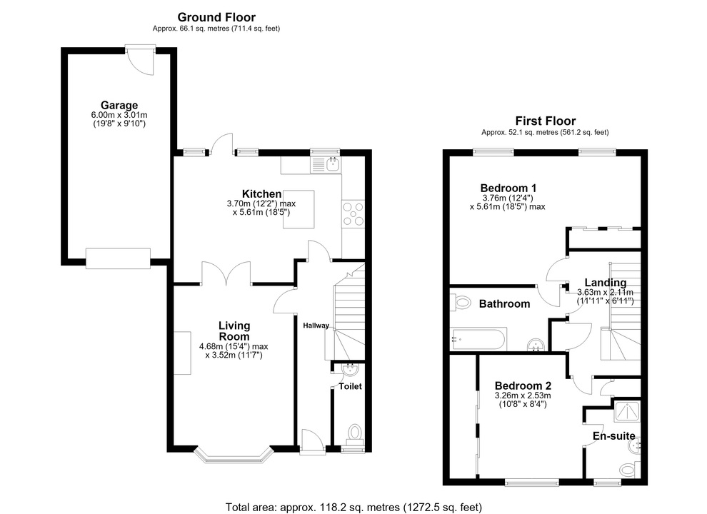 2 bed semi-detached house for sale in The Shearers, Bishop's Stortford, Hertfordshire - Property floorplan