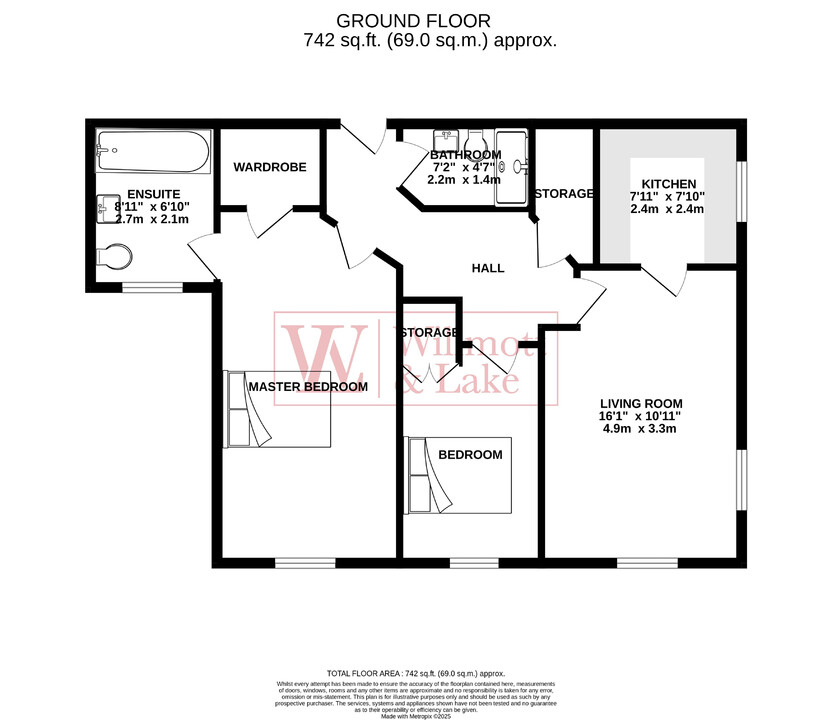 2 bed apartment for sale in Waggoners Court, Legions Way, Bishop's Stortford, Hertfordshire - Property floorplan