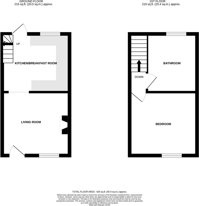 1 bed terraced house for sale in Grove Place, Bishop's Stortford, Hertfordshire - Property floorplan