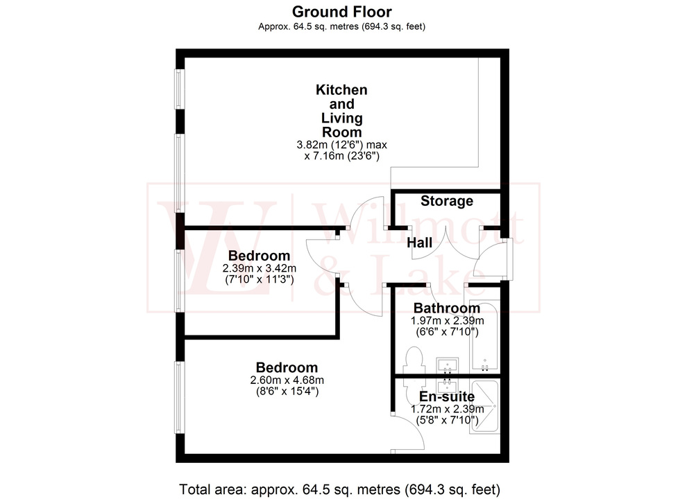 2 bed apartment for sale in Riverside Wharf, Riverside, Bishop's Stortford, Hertfordshire - Property floorplan
