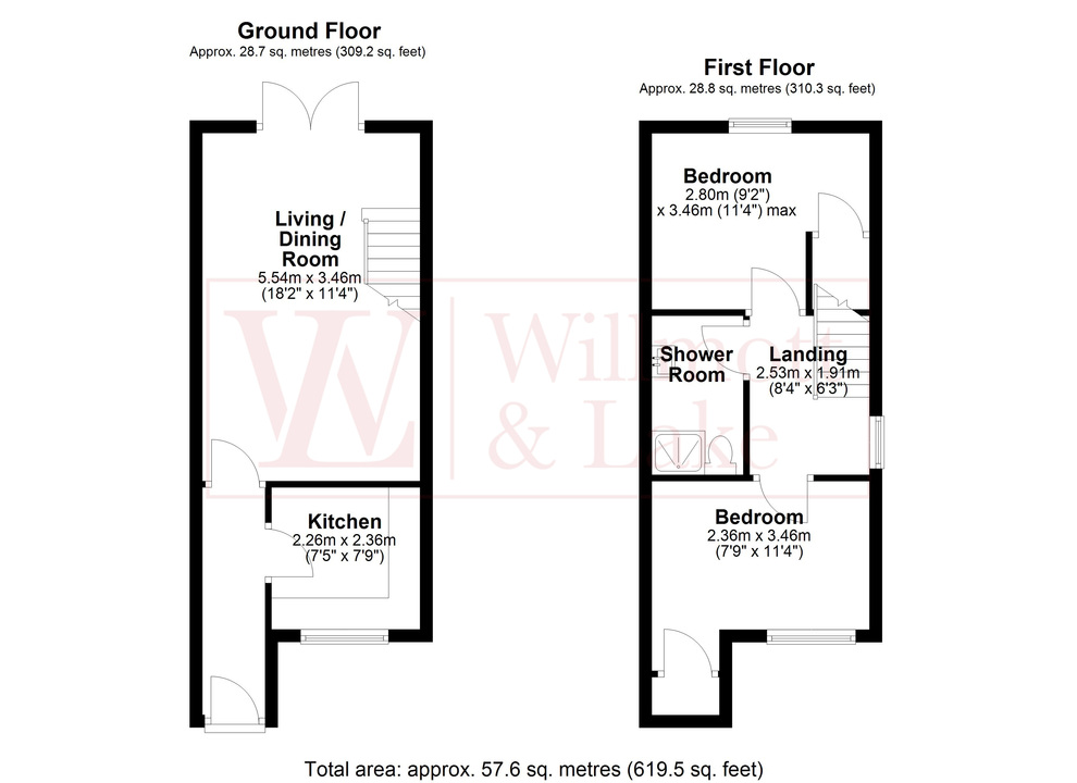 2 bed end of terrace house for sale in The Bourne, Bishop's Stortford, Hertfordshire - Property floorplan