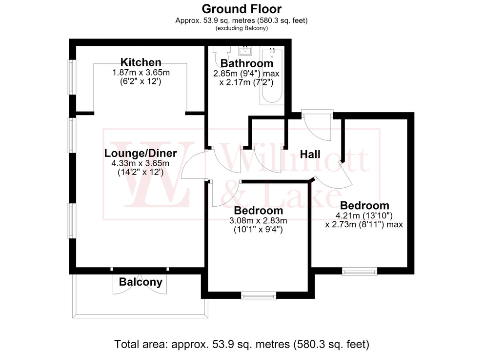 2 bed apartment for sale in Thorpe Road, Bishop's Stortford, Hertfordshire - Property floorplan