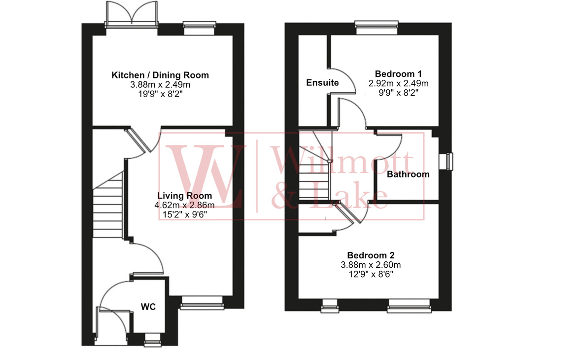 2 bed semi-detached house for sale in Thorpe Road, Bishop's Stortford - Property floorplan