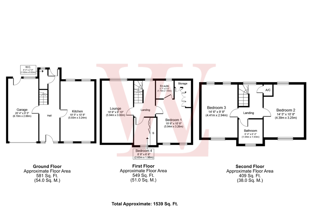 4 bed terraced house for sale in Cavell Drive, Bishop's Stortford, Hertfordshire - Property floorplan