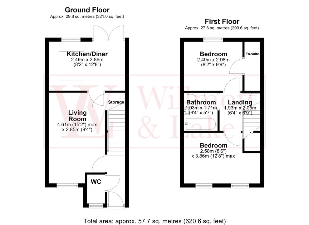 2 bed terraced house for sale in Jennings Close, Bishop's Stortford, Hertfordshire - Property floorplan
