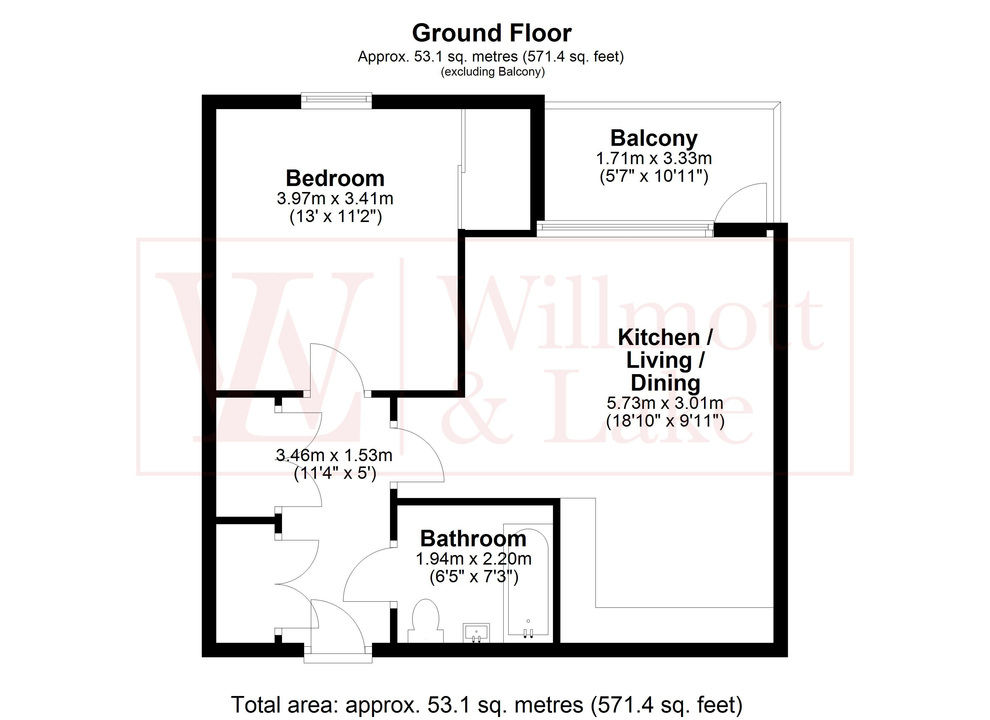 1 bed apartment for sale in Carriage House, Morton Peto Road, Bishop's Stortford, Hertfordshire - Property floorplan