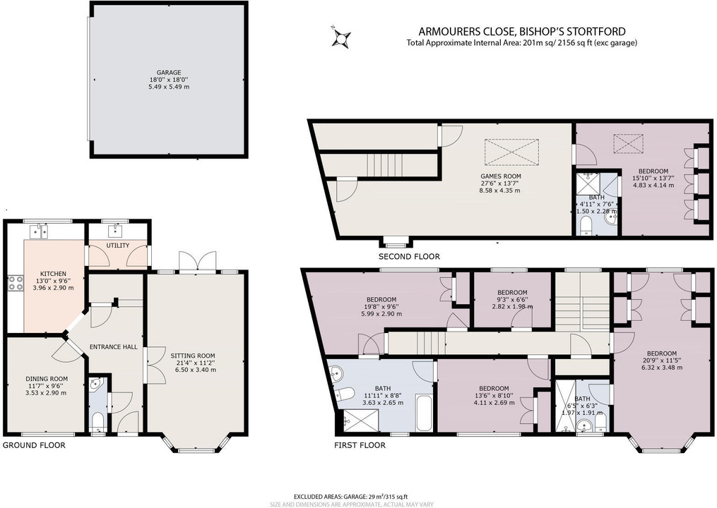 5 bed link detached house for sale in Armourers Close, Bishop's Stortford, Hertfordshire - Property floorplan