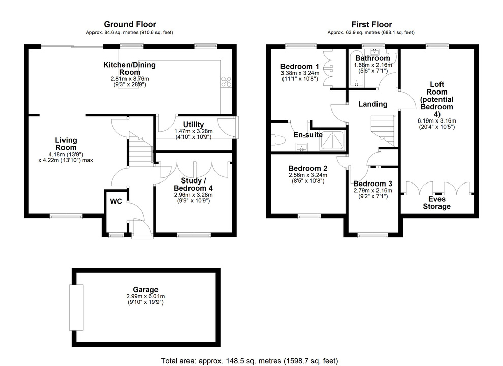 4 bed semi-detached house for sale in The Hedgerows, Bishop's Stortford, Hertfordshire - Property floorplan