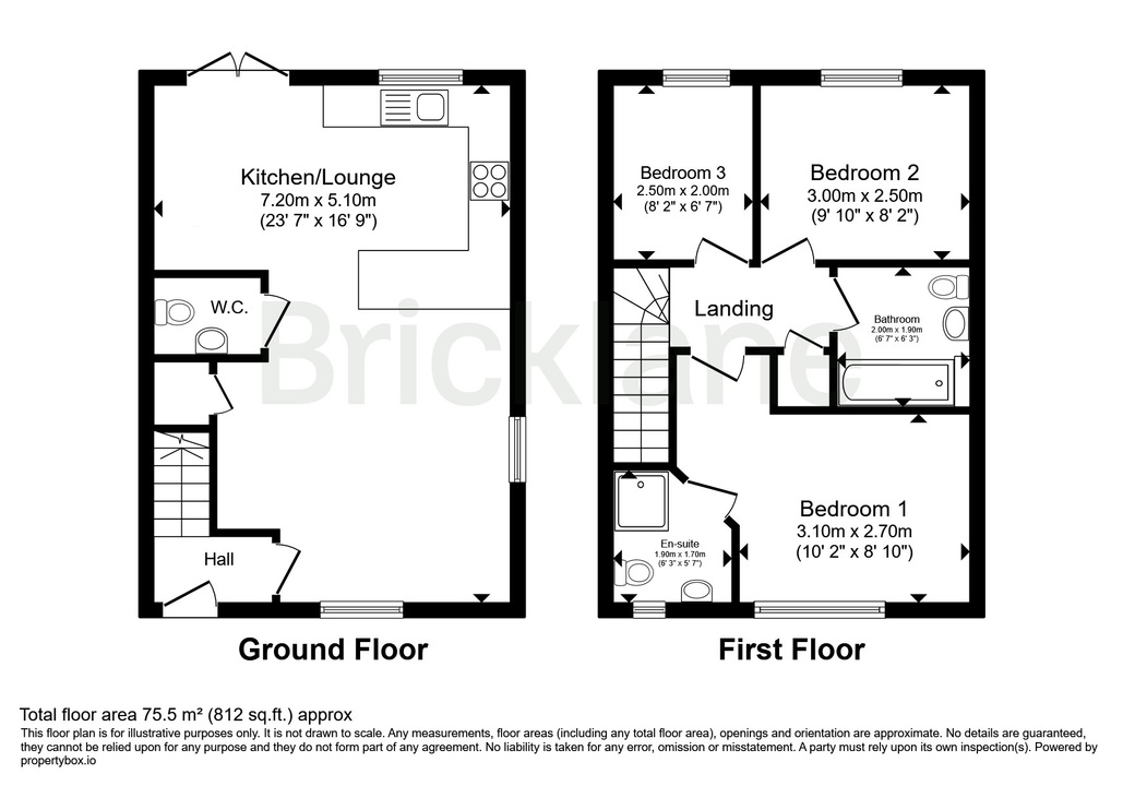 3 bed semi-detached house to rent in Handscomb Way, Bishops Stortford, Hertfordshire - Property floorplan