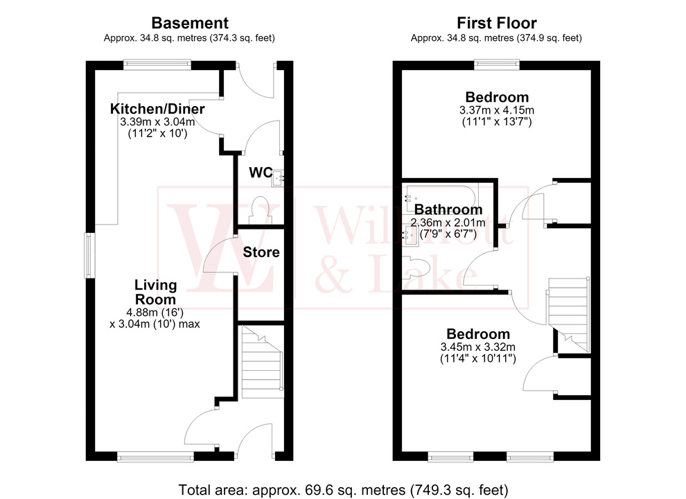 2 bed semi-detached house for sale in Isabel Drive, Elsenham, Bishop's Stortford, Essex - Property floorplan
