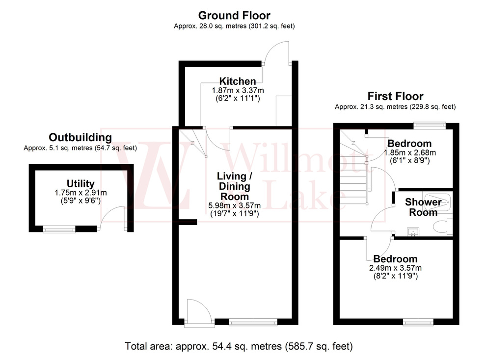 2 bed terraced house for sale in Barrells Down Road, Bishop's Stortford, Hertfordshire - Property floorplan