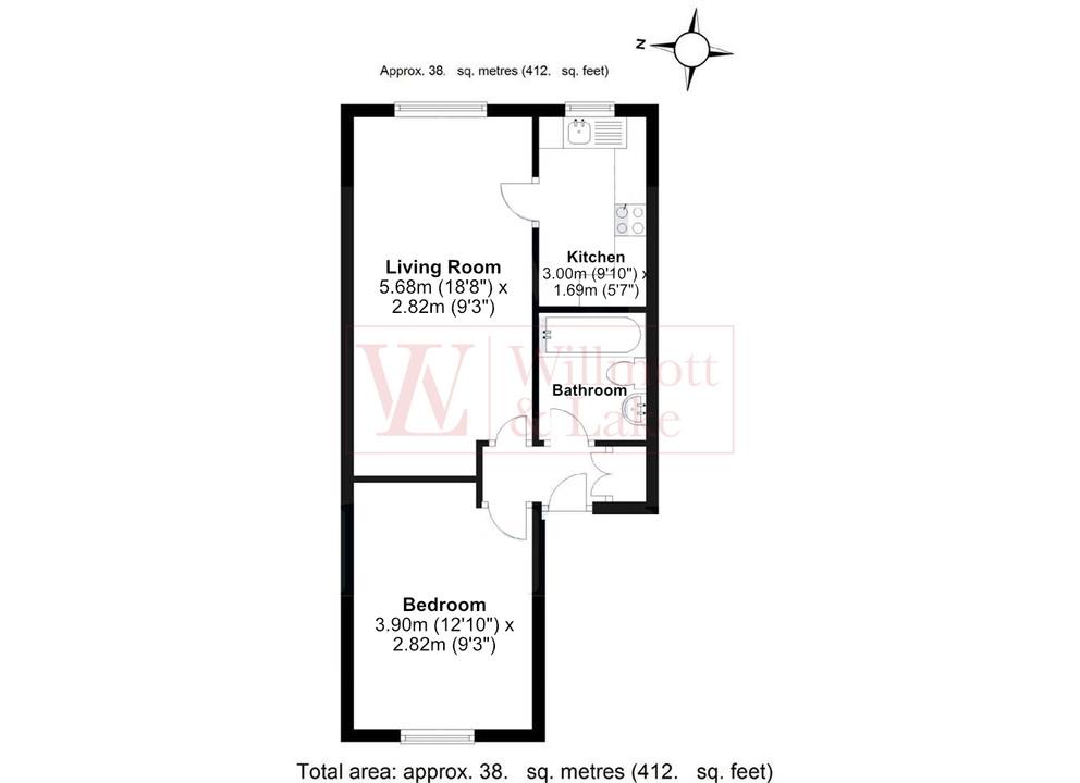 1 bed apartment for sale in Rushes Court, Bishop's Stortford, Hertfordshire - Property floorplan