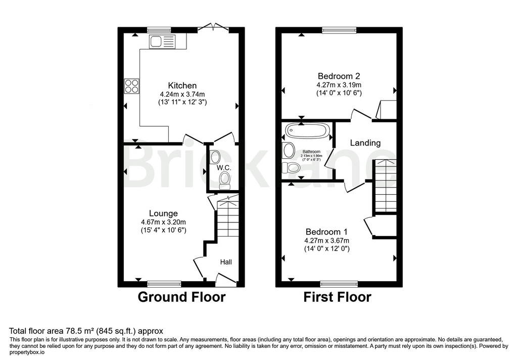 2 bed terraced house to rent in Poolbay Meadow, Little Dunmow, Essex - Property floorplan