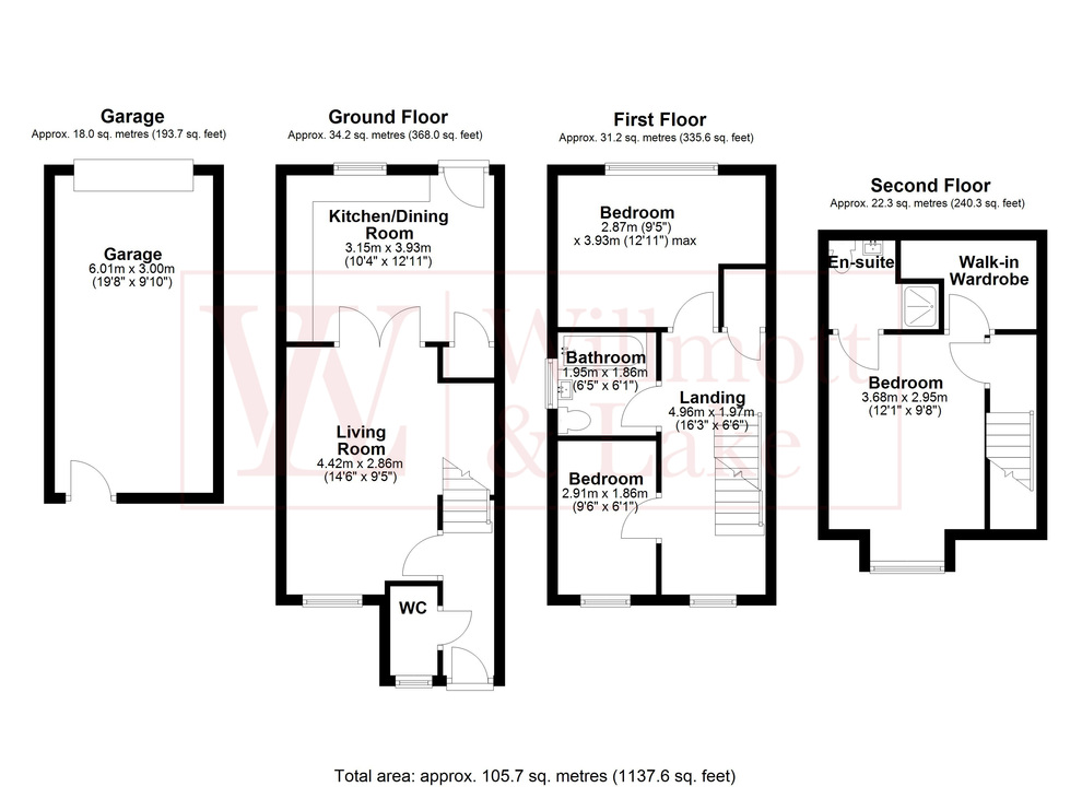 3 bed semi-detached house for sale in Watson Way, Stansted, Essex - Property floorplan