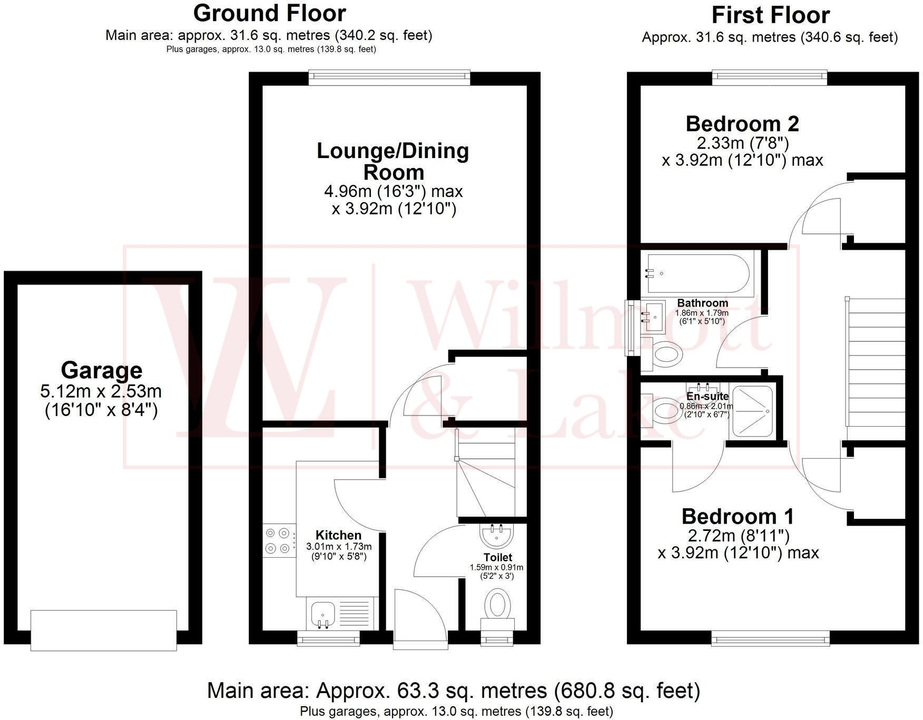 2 bed semi-detached house for sale in Evans Close, Royston, Hertfordshire - Property floorplan